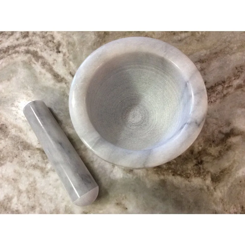 Mortar And Pestle. Norpro. 4"x4". Gray And White Marble. New. - Picture 2 of 9